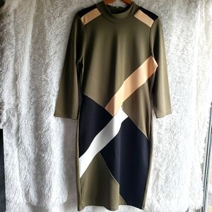 Venus Women's Dress, Olive/Cream/White/Black, Size: 12